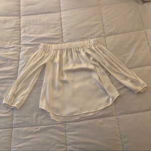 Off-white silky off the shoulder blouse